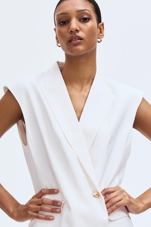 Double-breasted blazer dress - white