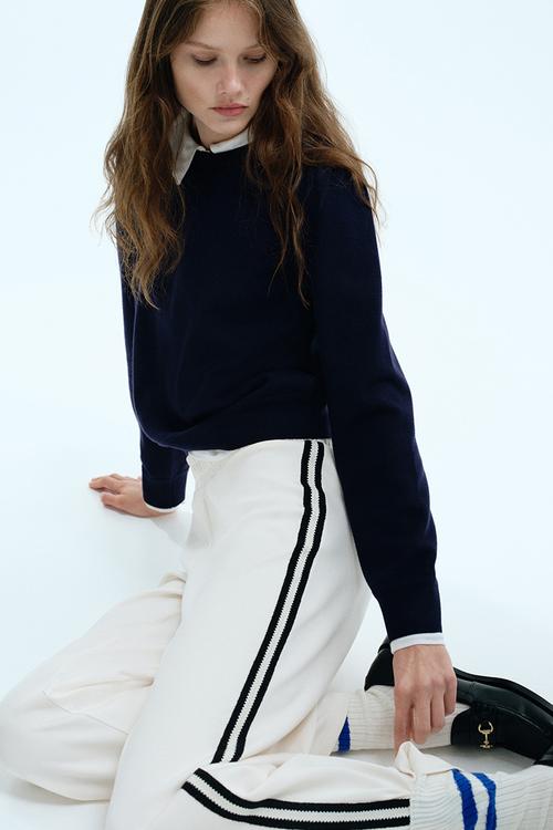 Puff-sleeved jumper - navy blue