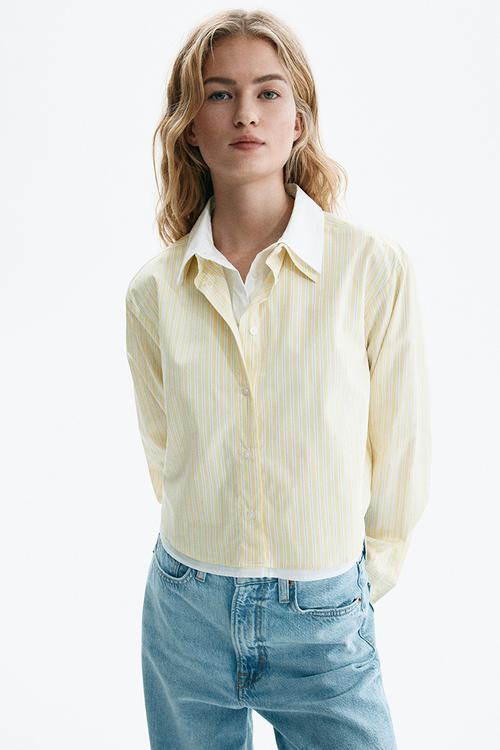 Layered-look poplin shirt - light yellow/striped