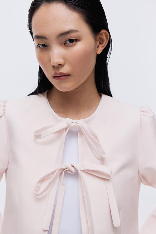 Tie-front jacket - powder pink