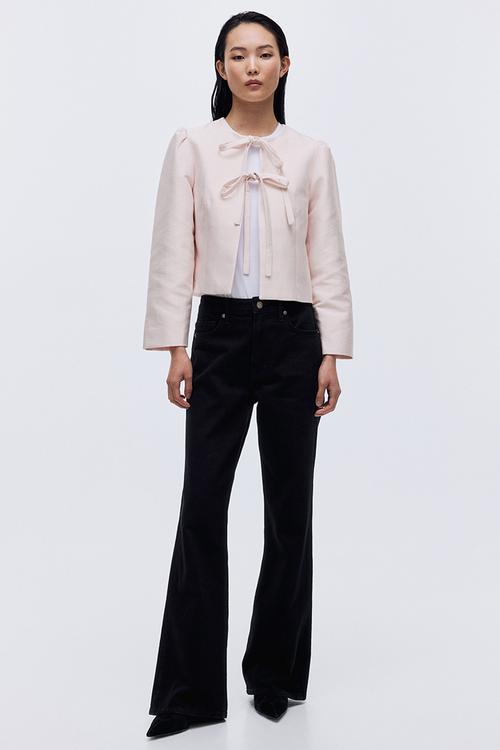 Tie-front jacket - powder pink