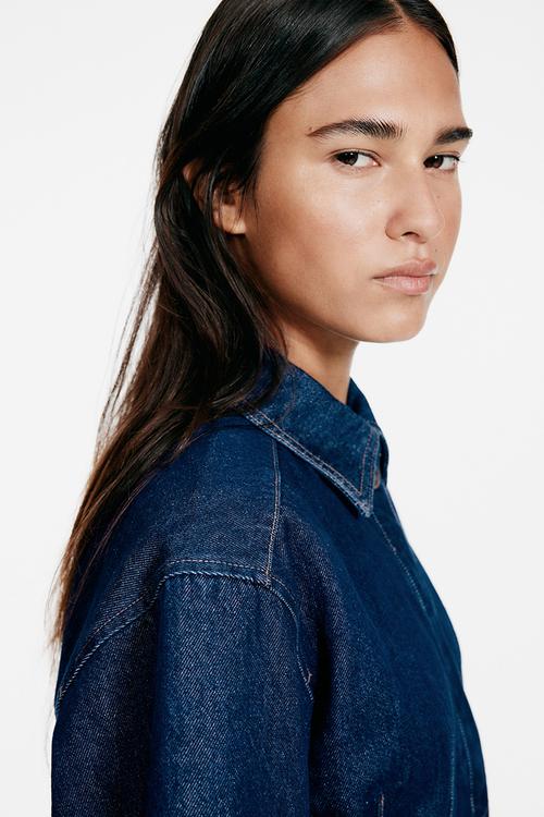 Waisted denim shirt - dark denim blue