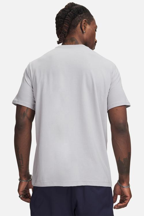 UA M 60/40S ARMOR GLOBE SS - Mod Gray Medium Heather / White