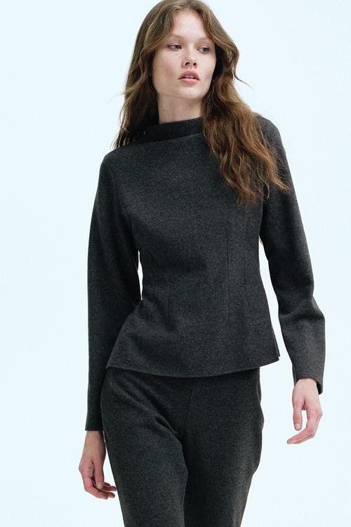 Waisted top - dark grey