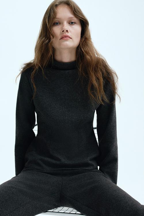 Waisted top - dark grey