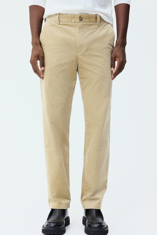 Regular fit corduroy trousers - beige