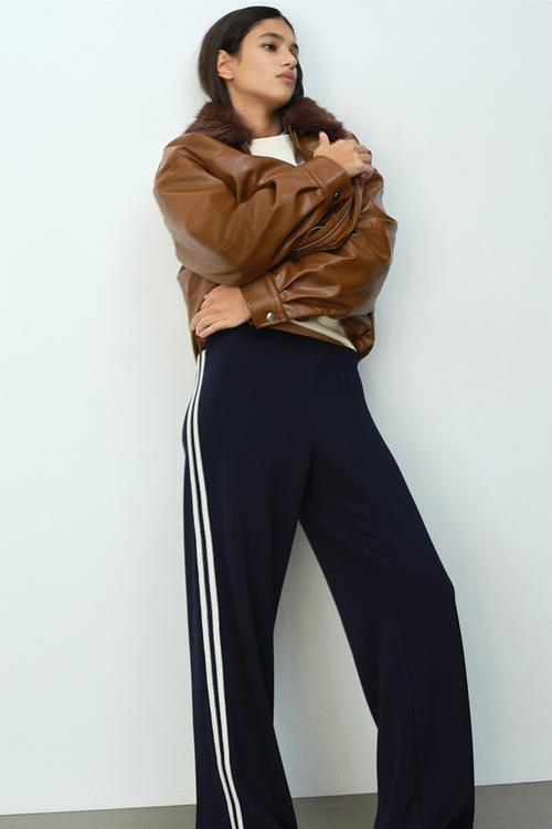 Pull-on scuba trousers - navy blue