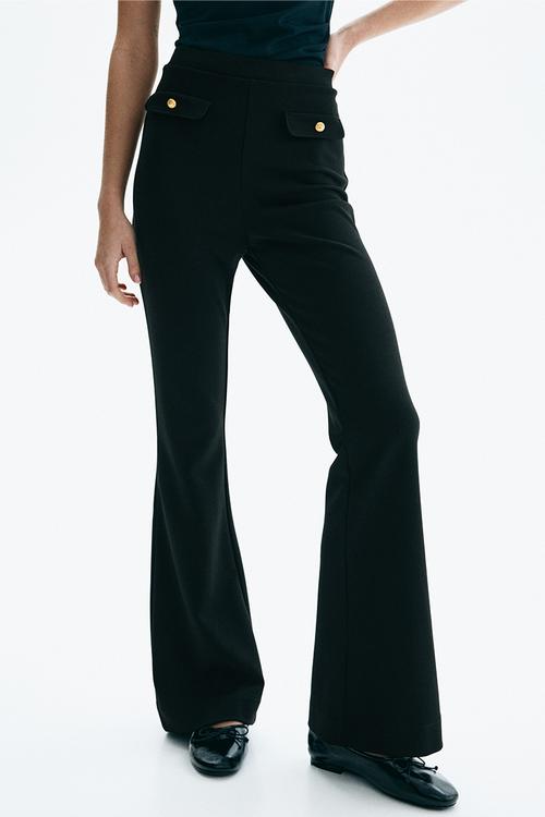 Flared ponte di roma trousers - black
