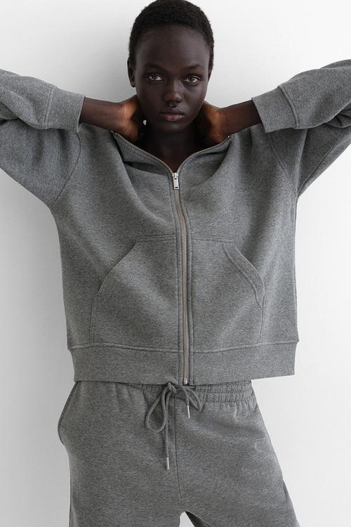 Zip-through hoodie - grey marl