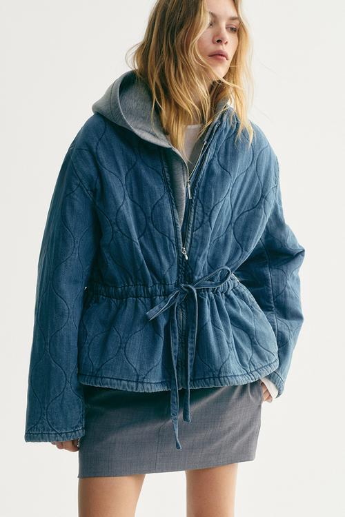 Quilted denim jacket - denim blue