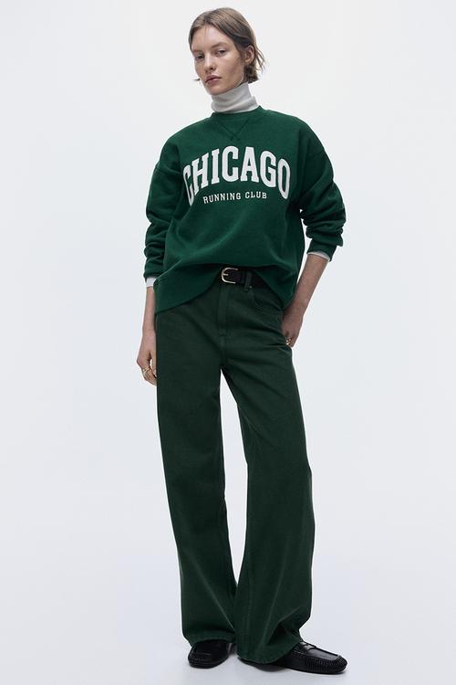 Wide high jeans - dark green