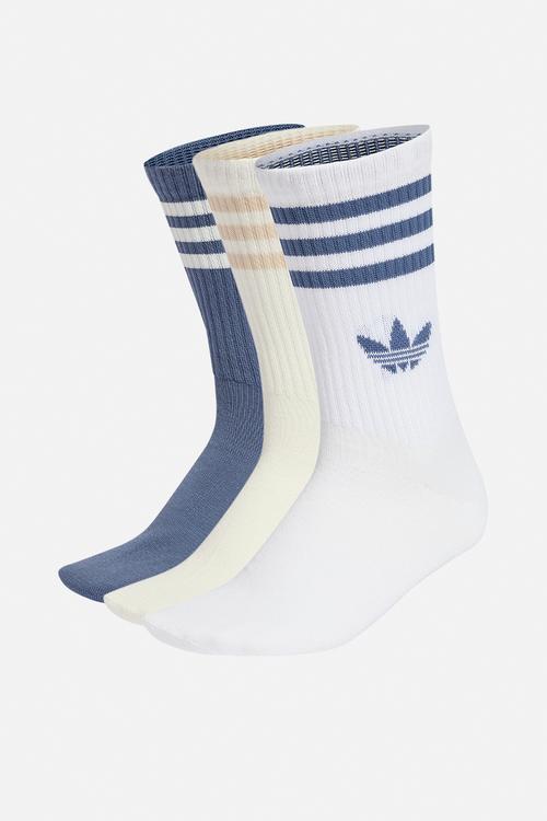 3-Stripes Crew Socks 3 Pairs - White/Off White/ Preloved Ink