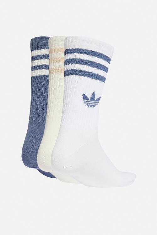 3-Stripes Crew Socks 3 Pairs - White/Off White/ Preloved Ink
