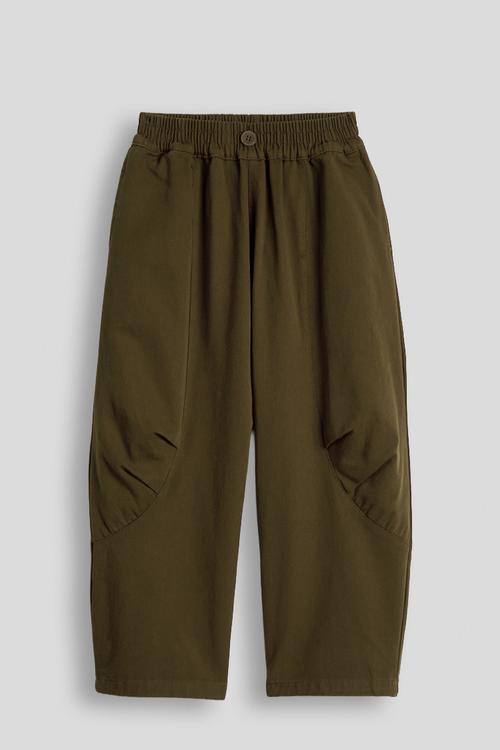 Pouch effect wide leg pants - dark moss