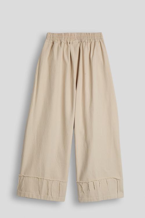 Frayed edged cuff wide leg pants - desert sand