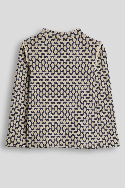 Ribbed long sleeved tee - navy bow aop/beige