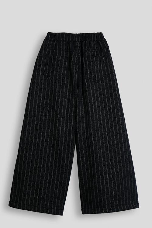 Wide leg pants - dark navy/stripes