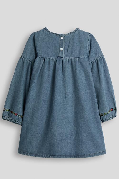 Embroidered denim dress - blue