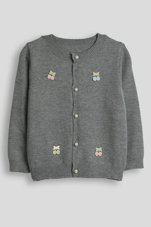 Cherry applique cardigan - grey