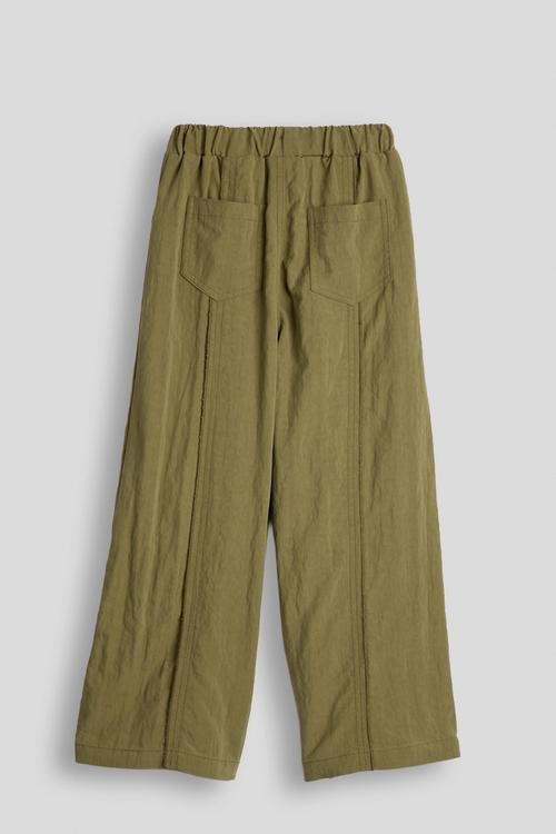 Taslon seam-detailed wide leg pants - khaki green