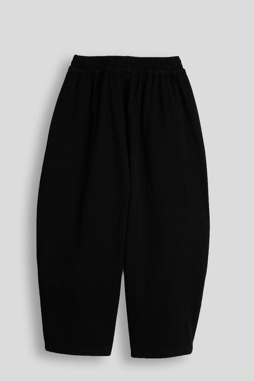 Twill barrel pants with asymmetrical stylized pockets - black