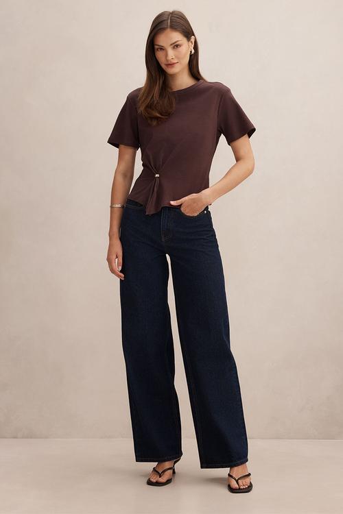 Lani hardware detail T-shirt in chocolate