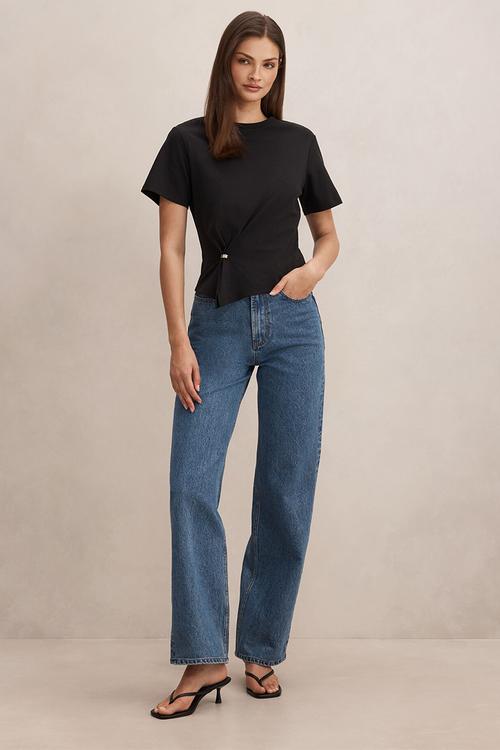 Lani hardware detail T-shirt in black