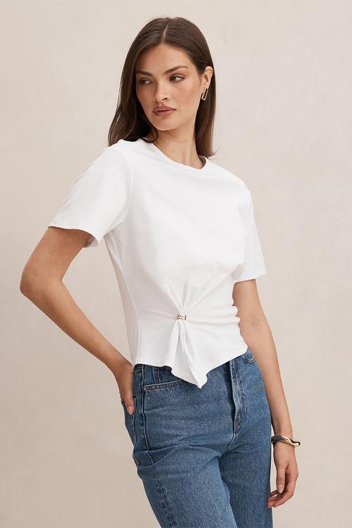 Lani hardware detail T-shirt in porcelain