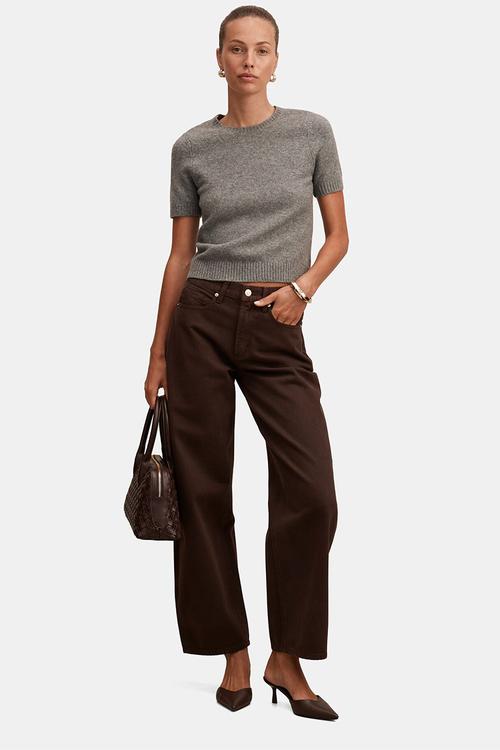 Emma mid-rise barrel jeans in chocolate