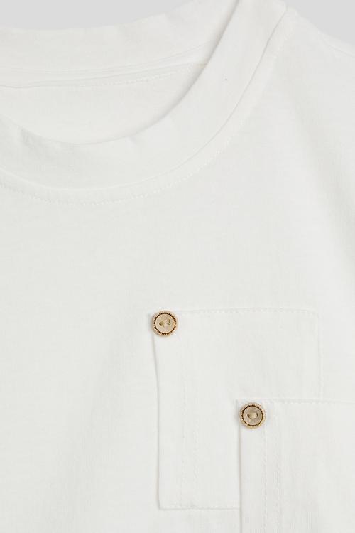 Overlap pocket tee - white