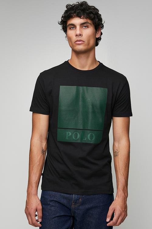 Printed Graphic Short Sleeve T-Shirt - Black