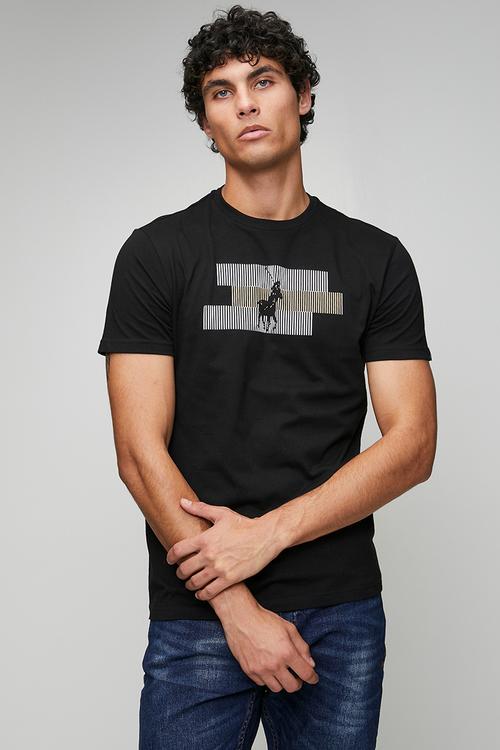 Hakeem Line Pony Printed Short Sleeve Tee - Black