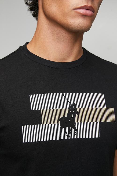 Hakeem Line Pony Printed Short Sleeve Tee - Black