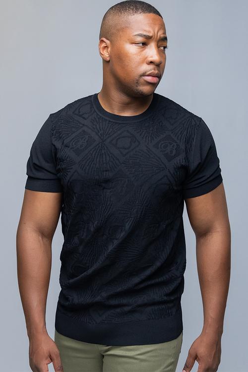 Bogart monogram jacquard knit tee - black