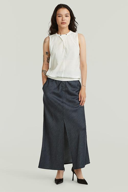 Midi indigo skirt wmn - rinsed