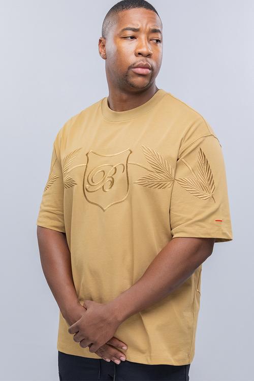 Bogart laurel crest oversized tee - camel