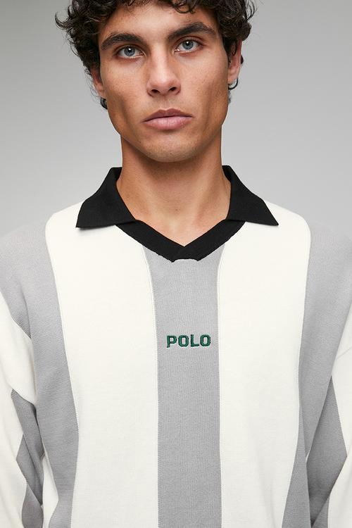 Moroka Sport Long Sleeve Polo Knit Top - Off White
