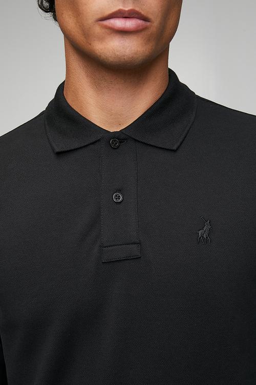 Long Sleeve Carter Essential Pique Golfer - Black