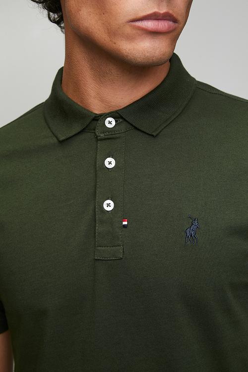 Jensen Badge Short Sleeve Golfer - Olive