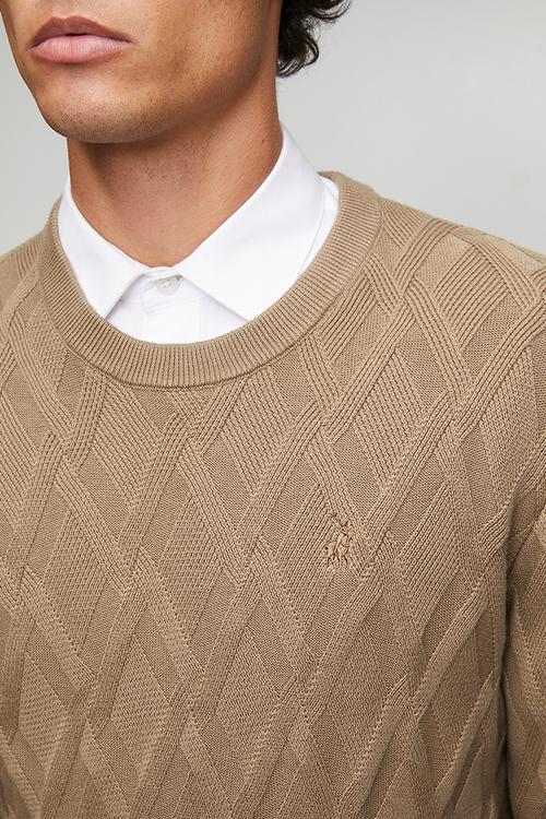  Textured Argyle Luxx Knitwear  - Brown
