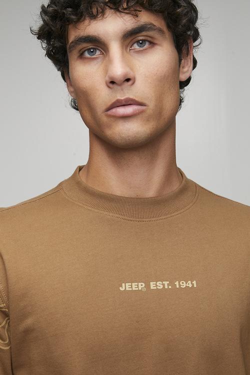 Fleece Aop Crewneck  - Brown