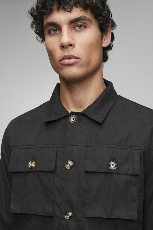 Pocket Shacket Button Through - Black