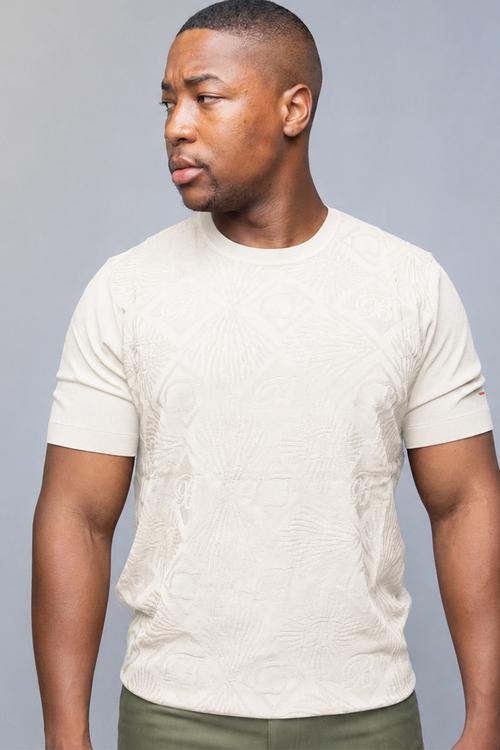 Bogart monogram jacquard knit tee - cream
