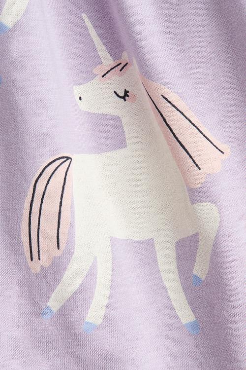 Printed cotton dress - light purple/unicorns