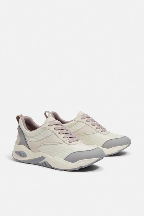 Delphiville low lace up sneaker - natural mesh