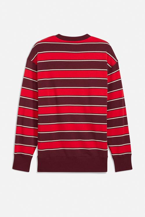 Premium Relaxed Stripe Crew unisex TR - Ruby