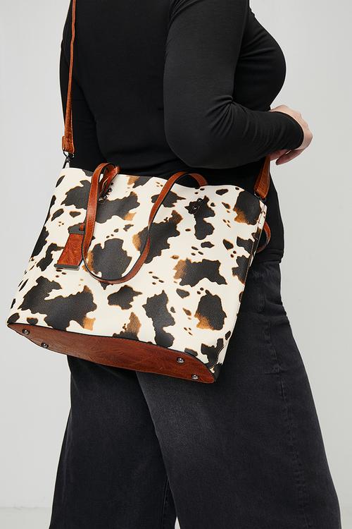 Alene Cow Hide Tote Bag - Brown