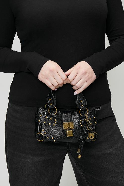 Adeline Studded Buckle Bag - Black