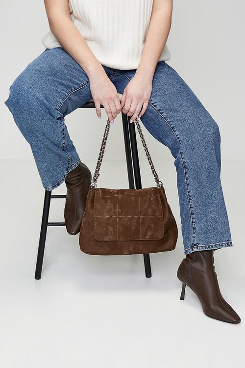 Astrid Chain Handle Shoulder Bag - Brown
