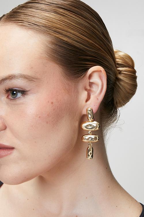 Drew Oval Drop Earrings - Gold